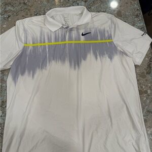 Nike Men's Drifit Polo XL White/Grey with Firestone Country Club Logo on sleeve